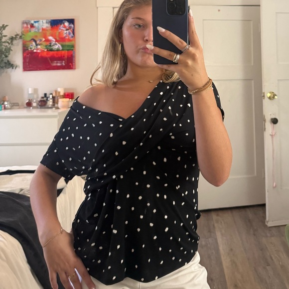 Off The Shoulder Polka Dot Top - Picture 1 of 4